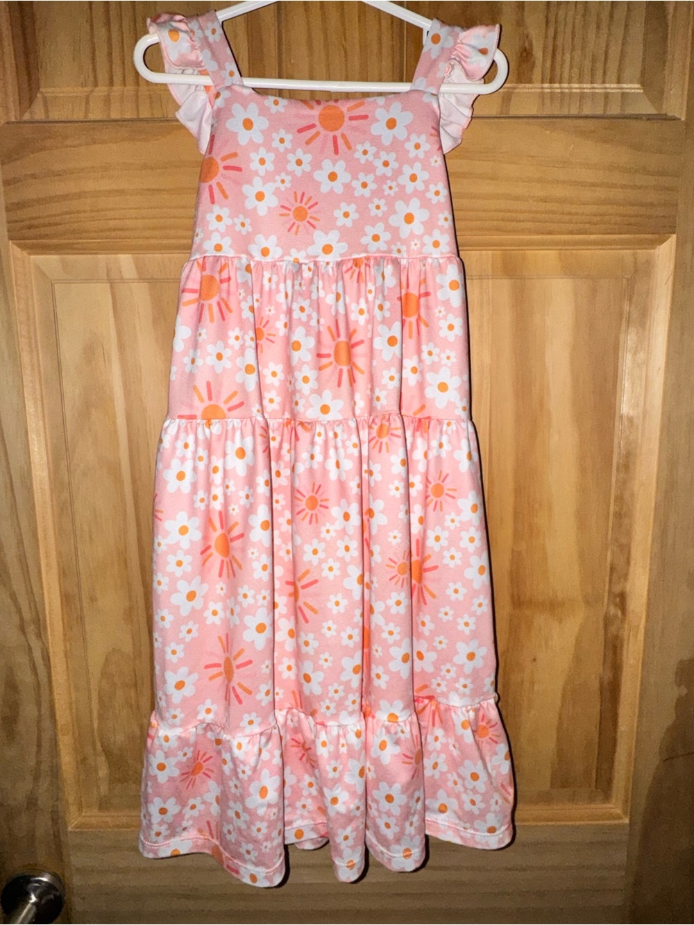 Mila & Rose Sweet & Sunny Floral Ruffle Maxi Dress Girls 4T Pink Daisy